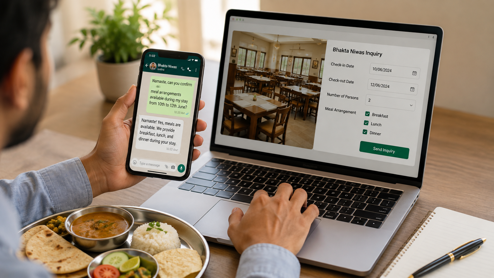 Food availability at Omkareshwar Bhakt Niwas dining area