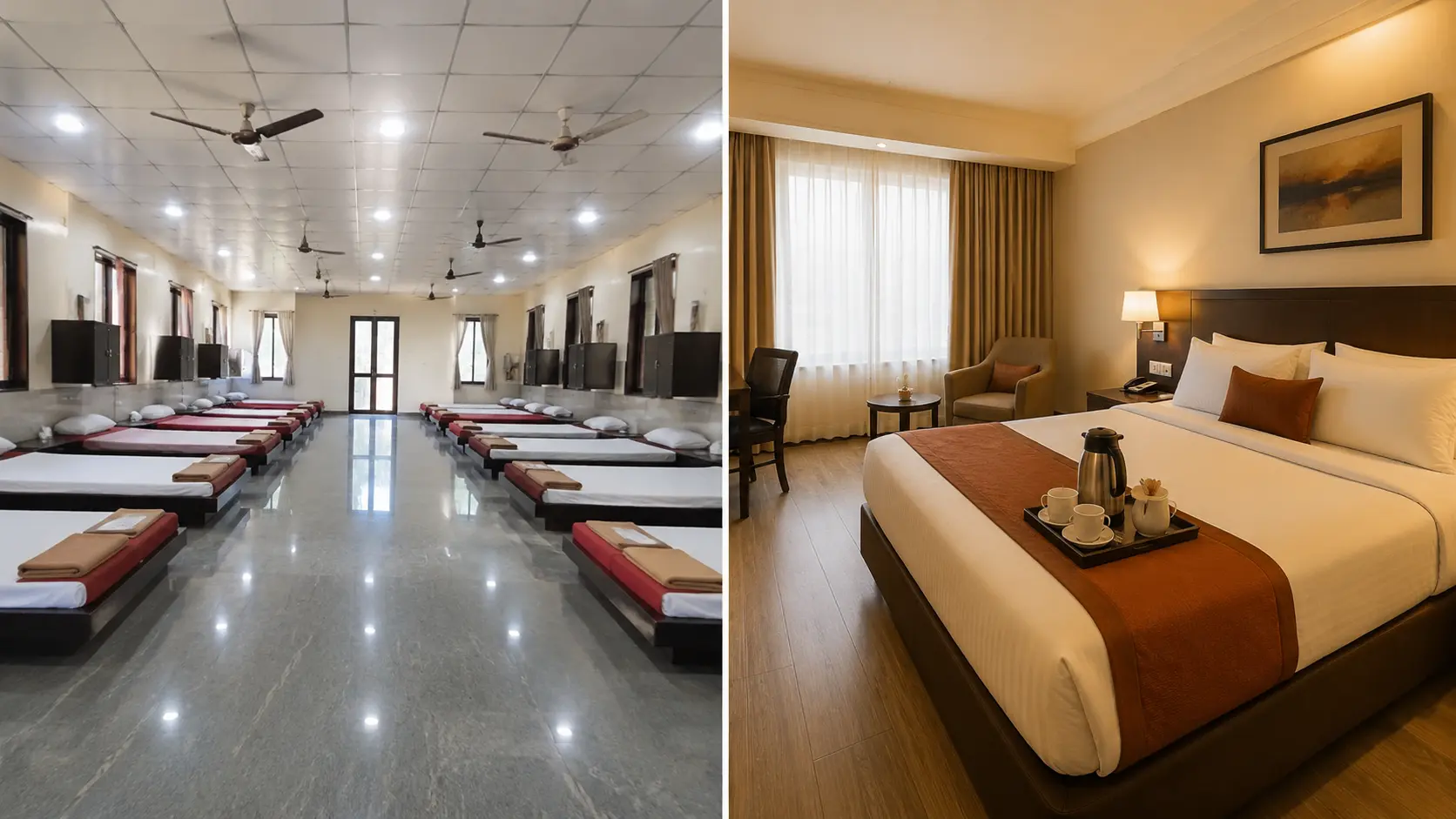 dharamshala vs hotel near Trimbakeshwar